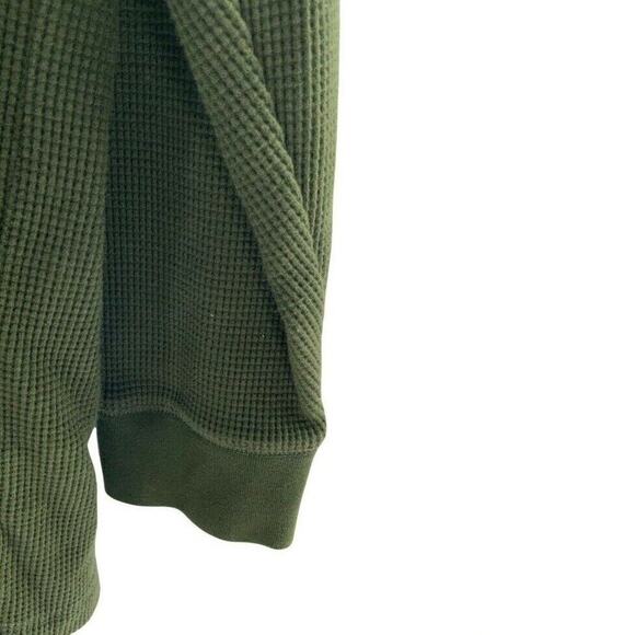 Outdoor Life Men's Henley Waffle Knit 1/4 Front Button Army Green Shirt Size XXL - Picture 6 of 8